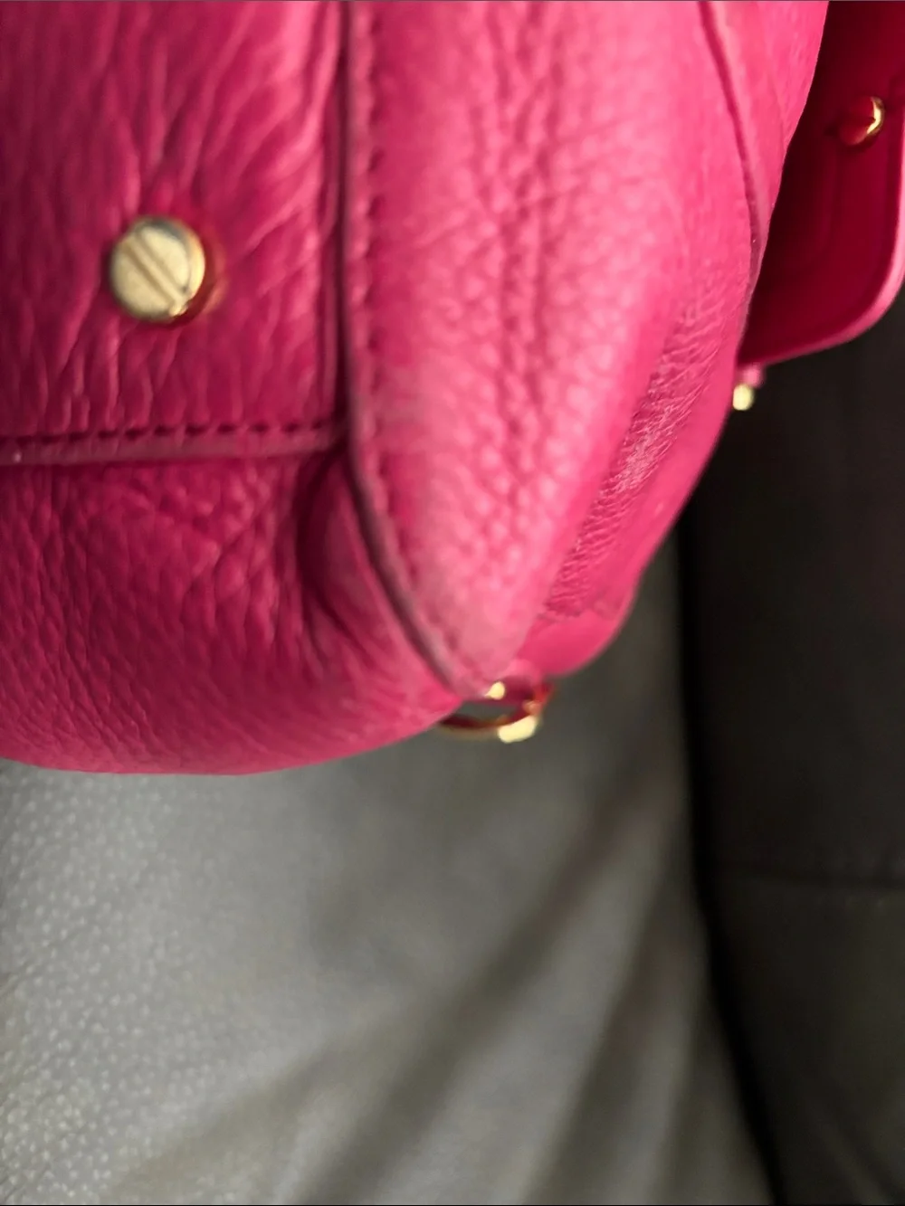 Tory Burch Fuchsia Pebble Leather Small Satchel with Gold Logo